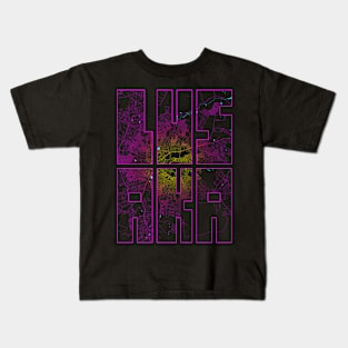 Kumasi, Zambia City Map Typography - Neon Kids T-Shirt